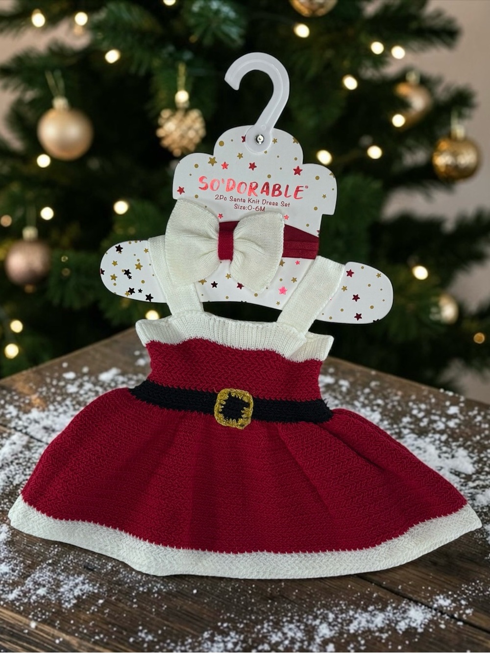 Red & White Santa So’ Adorable Knit Dress Set